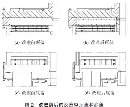 圖2 改進(jìn)前后的反應(yīng)釜頂蓋和底蓋